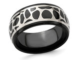Men's Black Titanium 10mm Cobblestone Ring with Sterling Silver